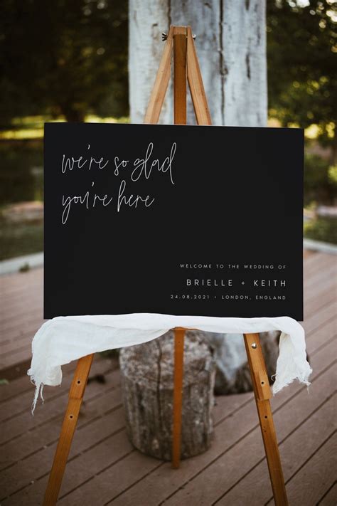 Modern Wedding Welcome Sign Black Minimalist Welcome Wedding Etsy