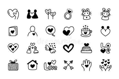 Valentines Day Love Icon Set Hand Drawn Doodle Icons Stock Vector