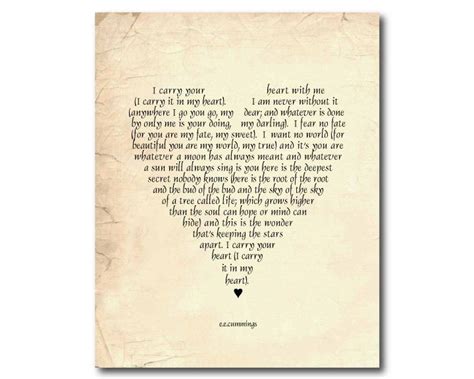 I Carry Your Heart With Me Ee Cummings Canvas Wall Art Etsy Art