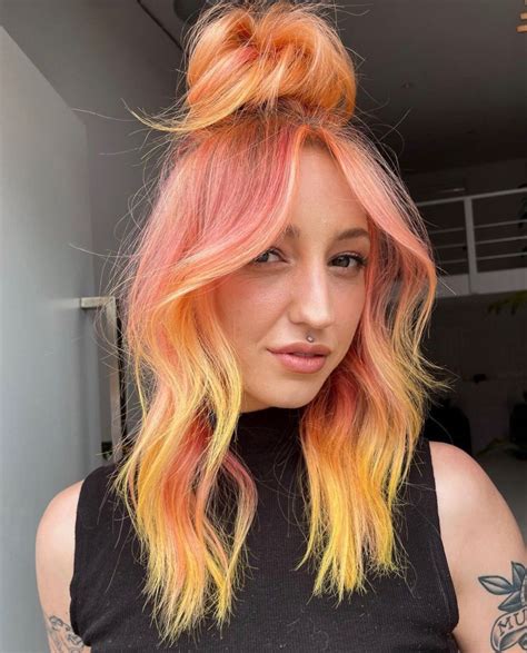 40 Crazy Hair Colour Ideas To Try In 2022 Peach And Yellow Combo Artofit