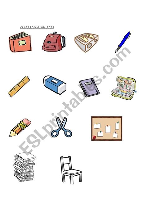 Classroom Objects Worksheets