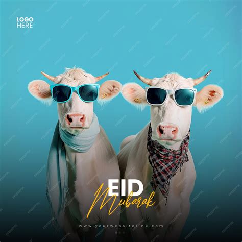 Premium Psd Eid Al Adha Mubarak Islamic Festival Two Cow Social Media