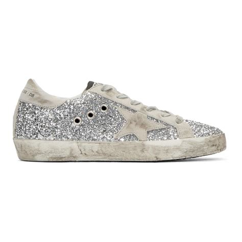 Golden Goose Ssense Exclusive Silver Glitter Superstar Sneakers In