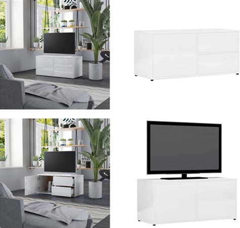 VidaXL Tv Meubel 80x34x36 Cm Spaanplaat Hoogglans Wit Tv Meubel Tv