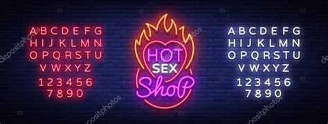 Logo de la tienda de sexo en estilo neón Patrón de diseño Hot Sex