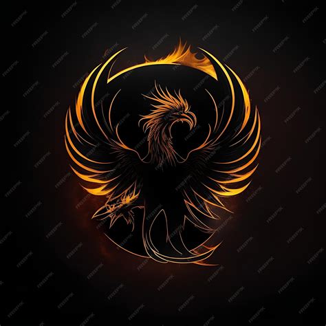 Premium Ai Image Simple Phoenix Logo On Black Background