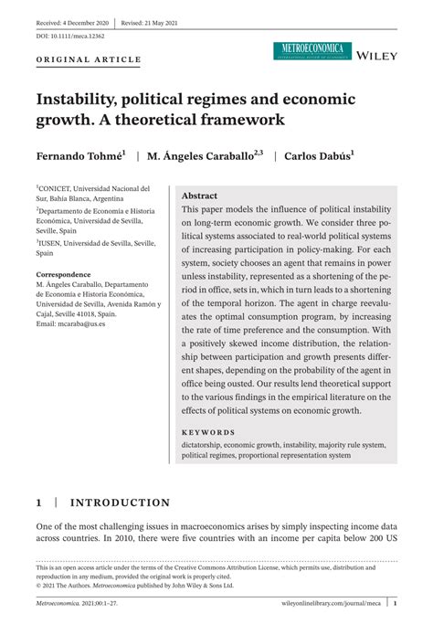 PDF Instability Political Regimes And Economic Growth A Theoretical