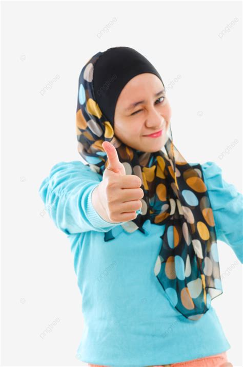 Thumb Up Muslim Woman Hijab Gesturing Ethnicity Arab Motivate