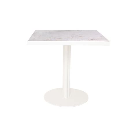 Pippa Square Medium Table White Stem And Base With Pandora Stone