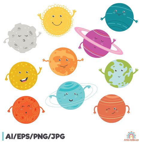 Cartoon Solar System Planet Character Clipart Anka Drozd Inspire Uplift