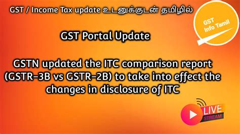 GSTN Updated The ITC Comparison Report Changes GSTR 3B Vs GSTR 2B