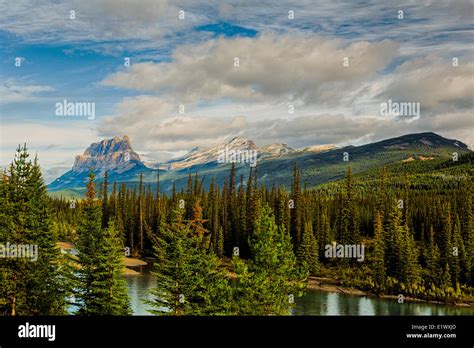 Castle Mountain And Bow River Banff National Park Alberta Canada