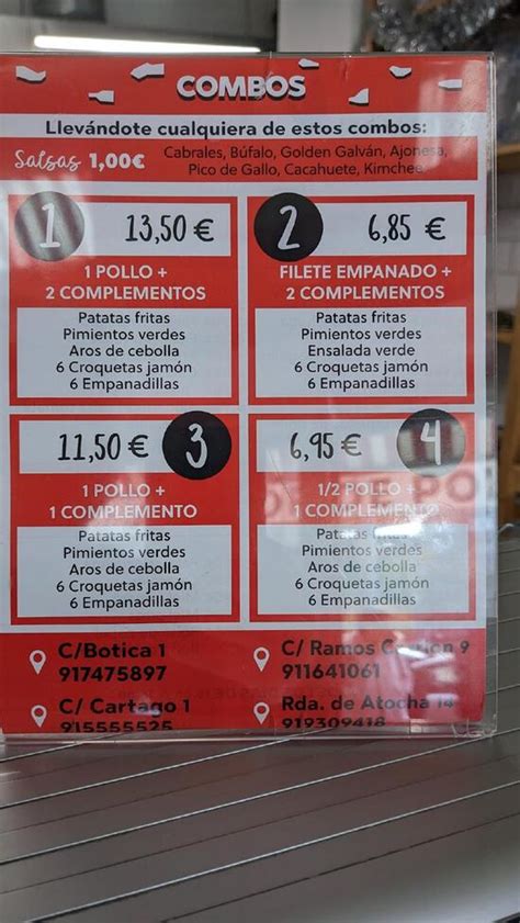 Carta Del Restaurante Asador Del Pollos Casa Galv N Madrid Ramos