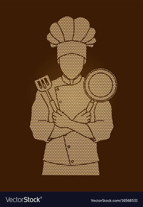 Chef Cook Crossed Arms With Pan And Spatula Vector Image