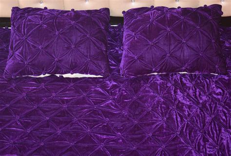 Purple Velvet Comforter Luxury Quilt, Queen King Quilt Wine Purple ...