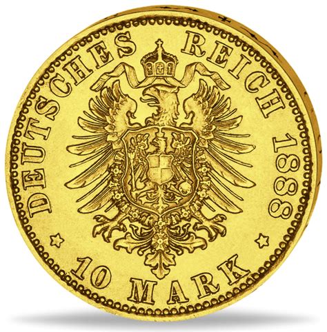 Königreich Preußen 10 Mark 1888 Kaiser Wilhelm I Jäger 245