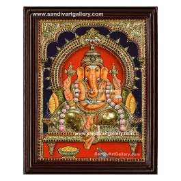 Shop Online Vinayagar D Embossed Tanjore Painting Free Shipping