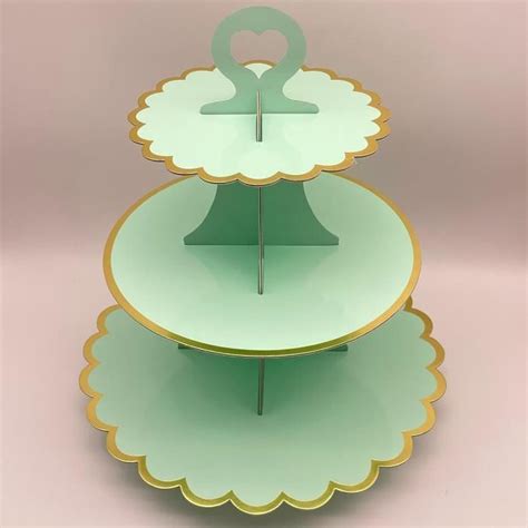 2Pcs Foil Edges Cupcake Stand Avec 3 Niveaux Stand De Gâteau Carton