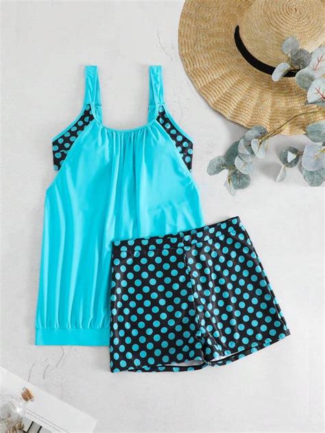 Shein Swim Classy Polka Dot Print Shorts Bikini Swimsuit Shein Usa