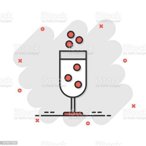 Graphisme En Verre De Champagne Dans Le Modèle Comique Illustration