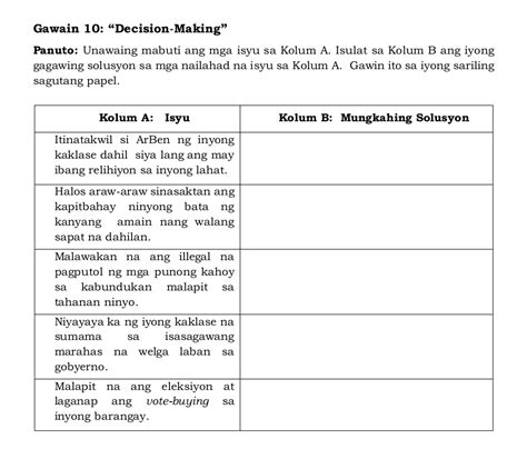 Gawain 10 Decision Making Panuto Unawaing StudyX