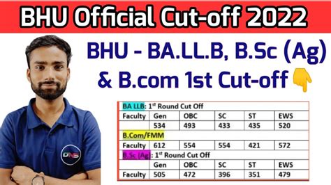 CUET BHU BALLB B Sc Ag B 1st Round Cut Off 2022 BHU B