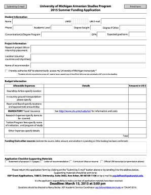 Fillable Online Ii Umich Summer Funding Application University Of