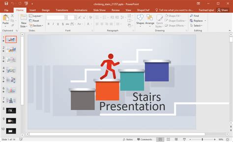 Animated Climbing Stairs Powerpoint Template