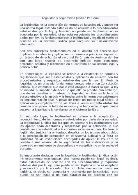 Legalidad y Legitimidad Jurídica Peruana - Legalidad y Legitimidad