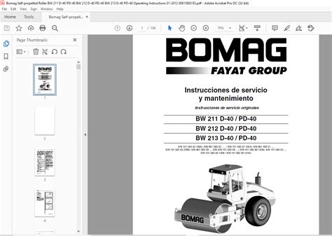 Bomag Rodillo Autopropulsado BW 211 D 40 PD 40 BW 212 D 40 PD 40 BW 213