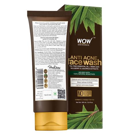 Buy Wow Anti Acne Neem And Tea Tree Face Wash Oil Free No Parabens Sulphate Silicones