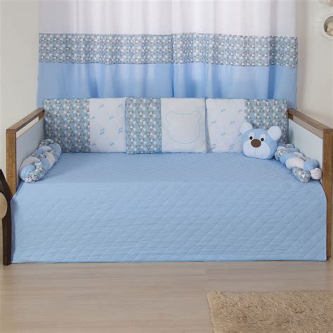 Kit de Bicama Quarto Bebê Urso Dengoso Azul Claro 7 Peças Shopee Brasil