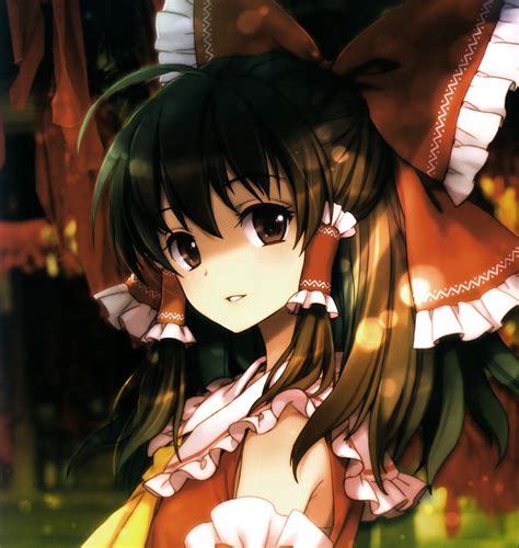 Brunettes Touhou Dress Brown Eyes Hakurei Reimu Anime Girls