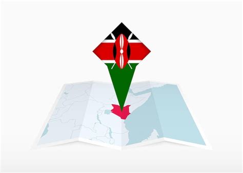 Premium Vector Kenya Is Depicted On A Folded Paper Map And Pinned