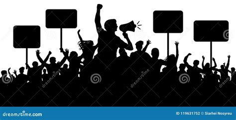 Crowd Of People Silhouette Vector Transparent Protest Slogans