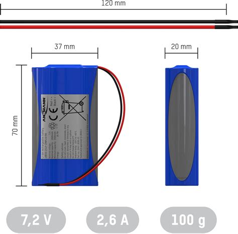 Ansmann 2S1P Battery Pack 2x 18650 Cable Li Ion 7 4 V 2600 MAh Conrad