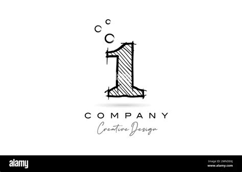 Hand Drawing Number 1 Logo Icon Design For Company Template Or Business