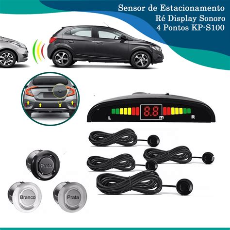 Sensor De Estacionamento R Universal Display Sonoro Carro Cinza Lbl