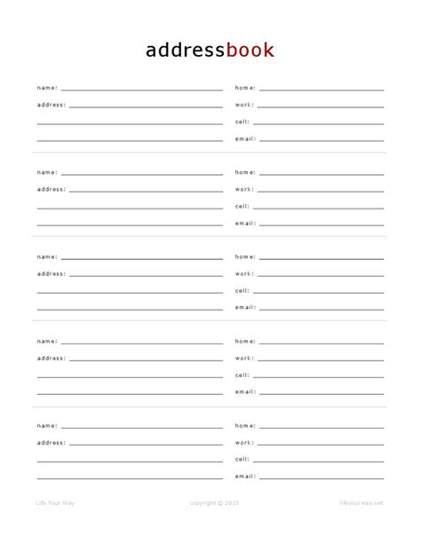 Free Printable Address Book Pages