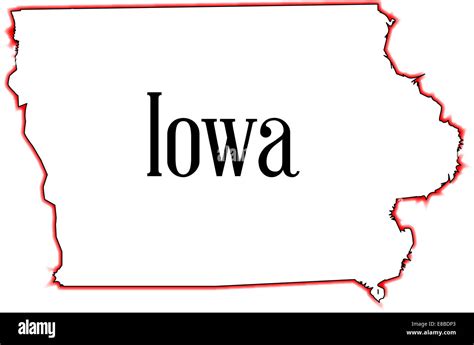 Outline Map Of The State Of Iowa Over A White Background Stock Photo