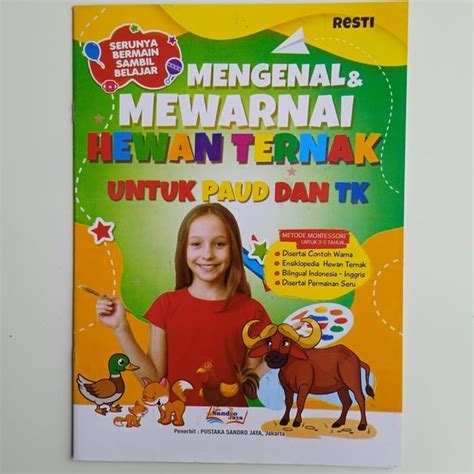 Jual Buku Anak Paud Tk Mengenal Mewarnai Hewan Ternak Uk Besar Sandro