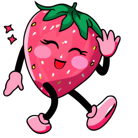 Strawberry Dancing Kawaii Illustration Smiling Happy Cartoon · Creative