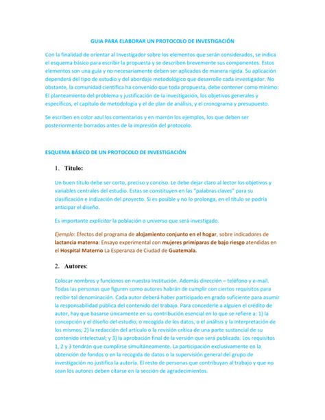 Guía Para La Elaboración Del Protocolo