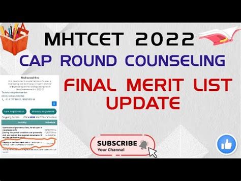 Mhtcet Cap Round Counseling Important Step Final Merit List Cet