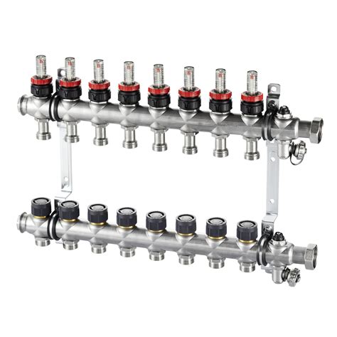Edelstahl-Verteiler Multidis SF für FBH mit Durchflusseinsätzen 0-5 l ...