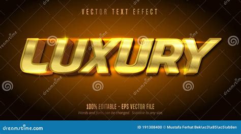 Luxury Text Shiny Gold Style Editable Text Effect Stock Vector