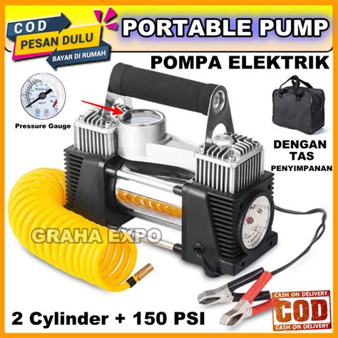 Pompa Angin Ban Bus Truk Mobil Motor Compressor Double Cylinder 12V