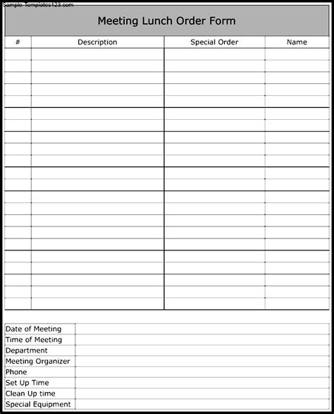 Printable Lunch Order Form Printable Forms Free Online