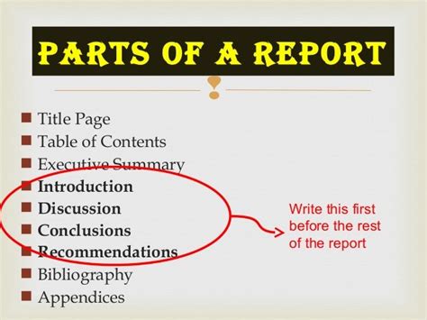 Parts Of Report English Presentation