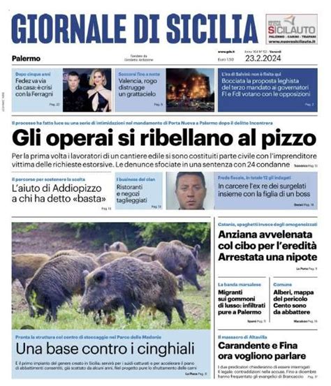 Prima Pagina Giornale Di Sicilia Gli Operai Si Ribellano Al Pizzo